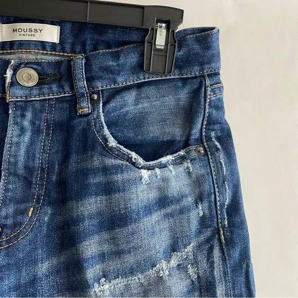 Moussy Vintage Lancaster Mid-Rise Distressed Skinny Cropped Jeans Size 27 - Picture 11 of 14